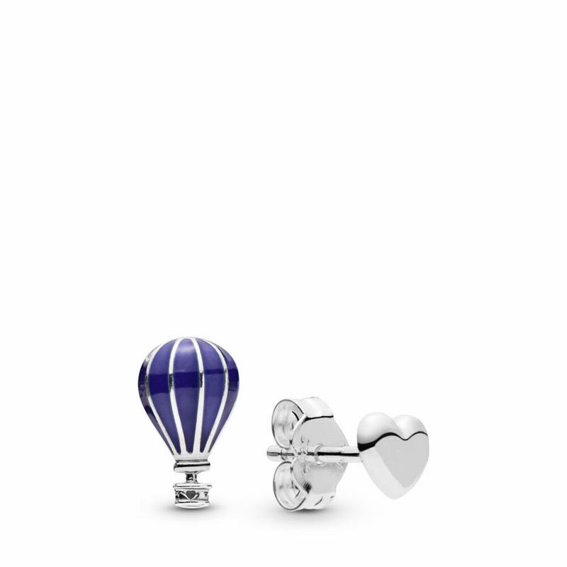 Pandora Hot Air Balloon & Heart Stud Earrings Silver Egypt EX8062735